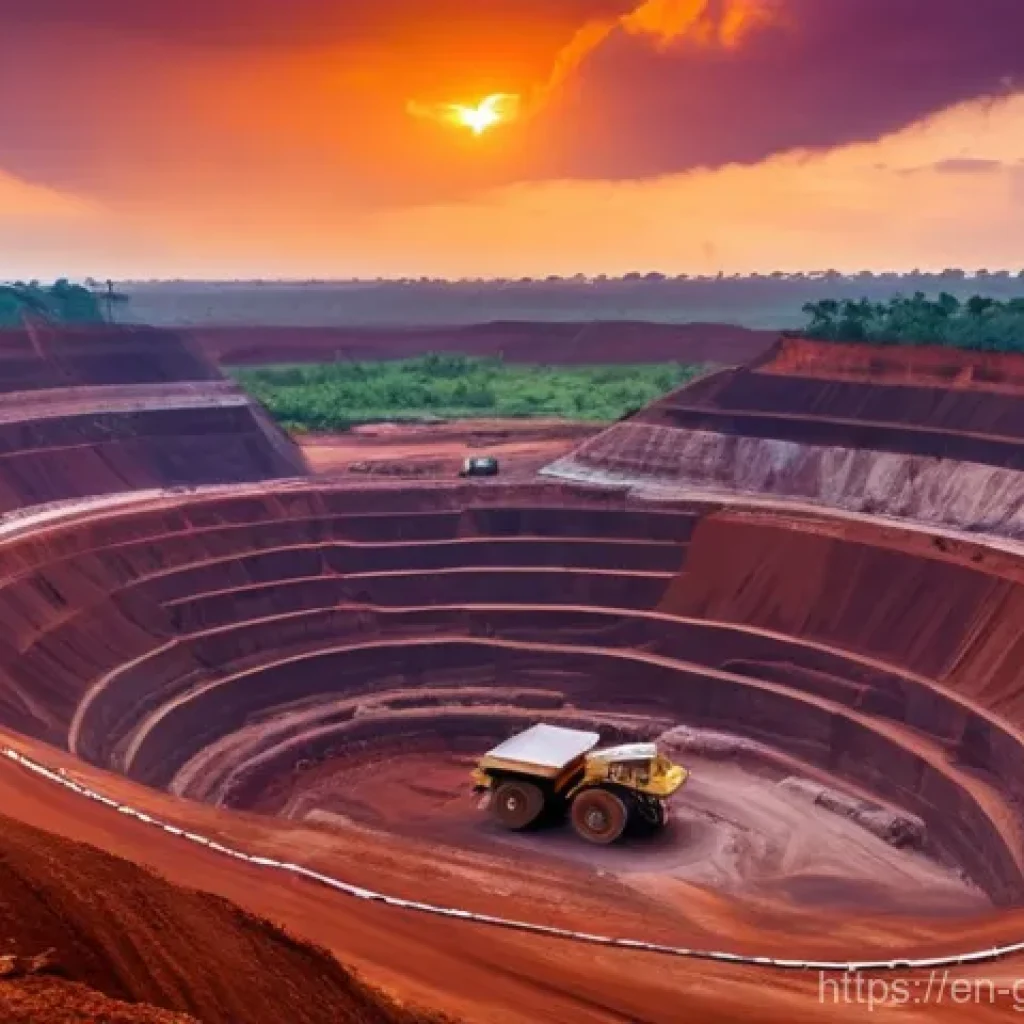 기니 무역 주요 산업 - **Mining Powerhouse: Bauxite Extraction in Guinea**
A panoramic, cinematic view of a massive ope...